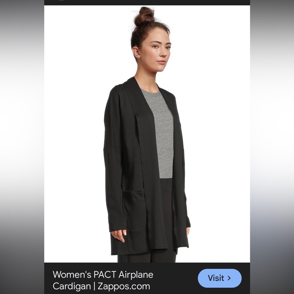 PACT Women's Navy Open-Front Cardigan